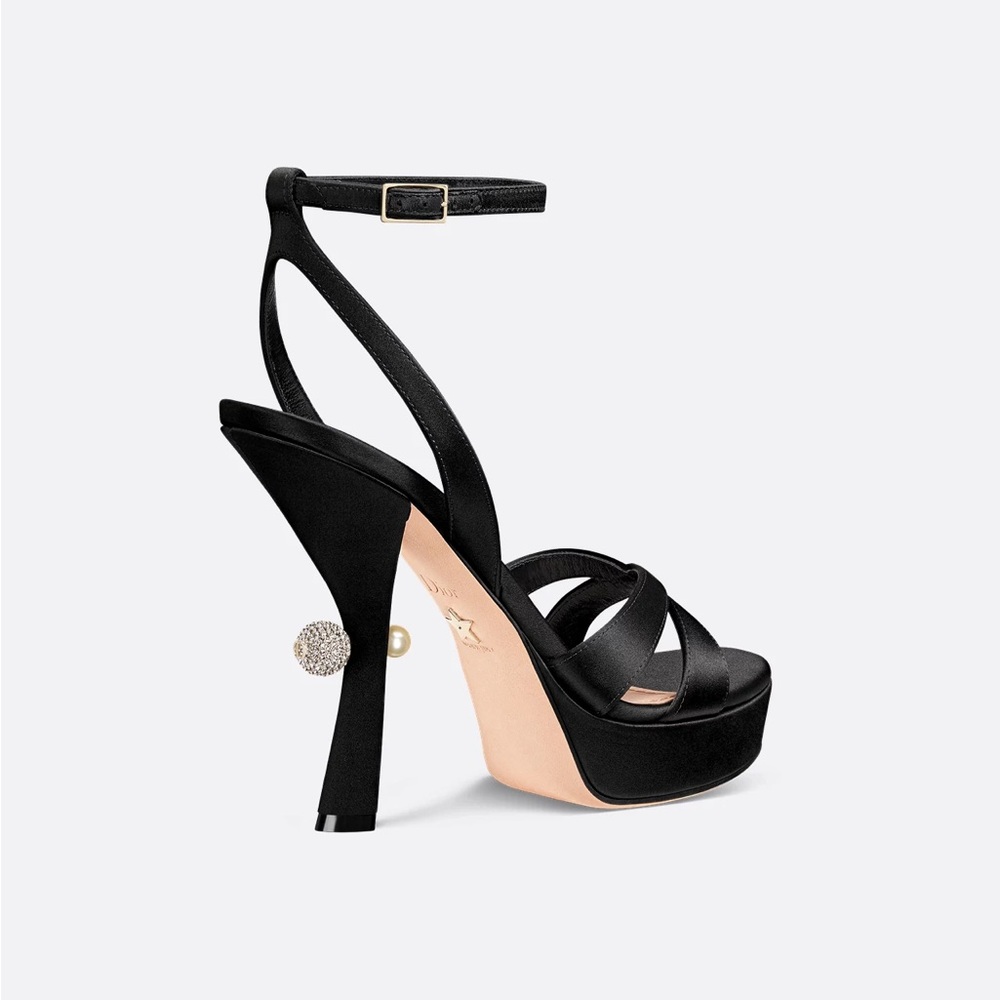 Dior Black Heels Sophisticated Style Tribales Black Satin Sandal😍 - Picture 4 of 6